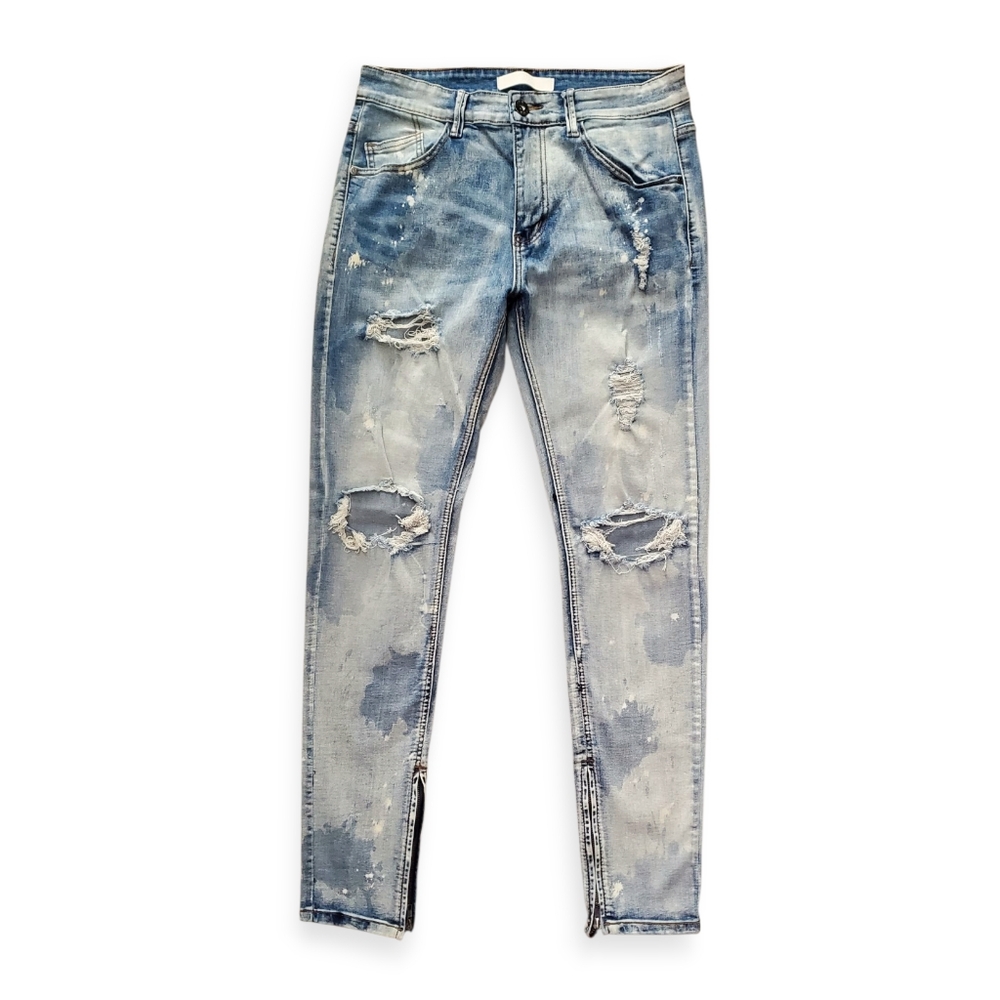 KDNK 11 4 14 11 Men's Distressed Light Blue Skinny Jeans